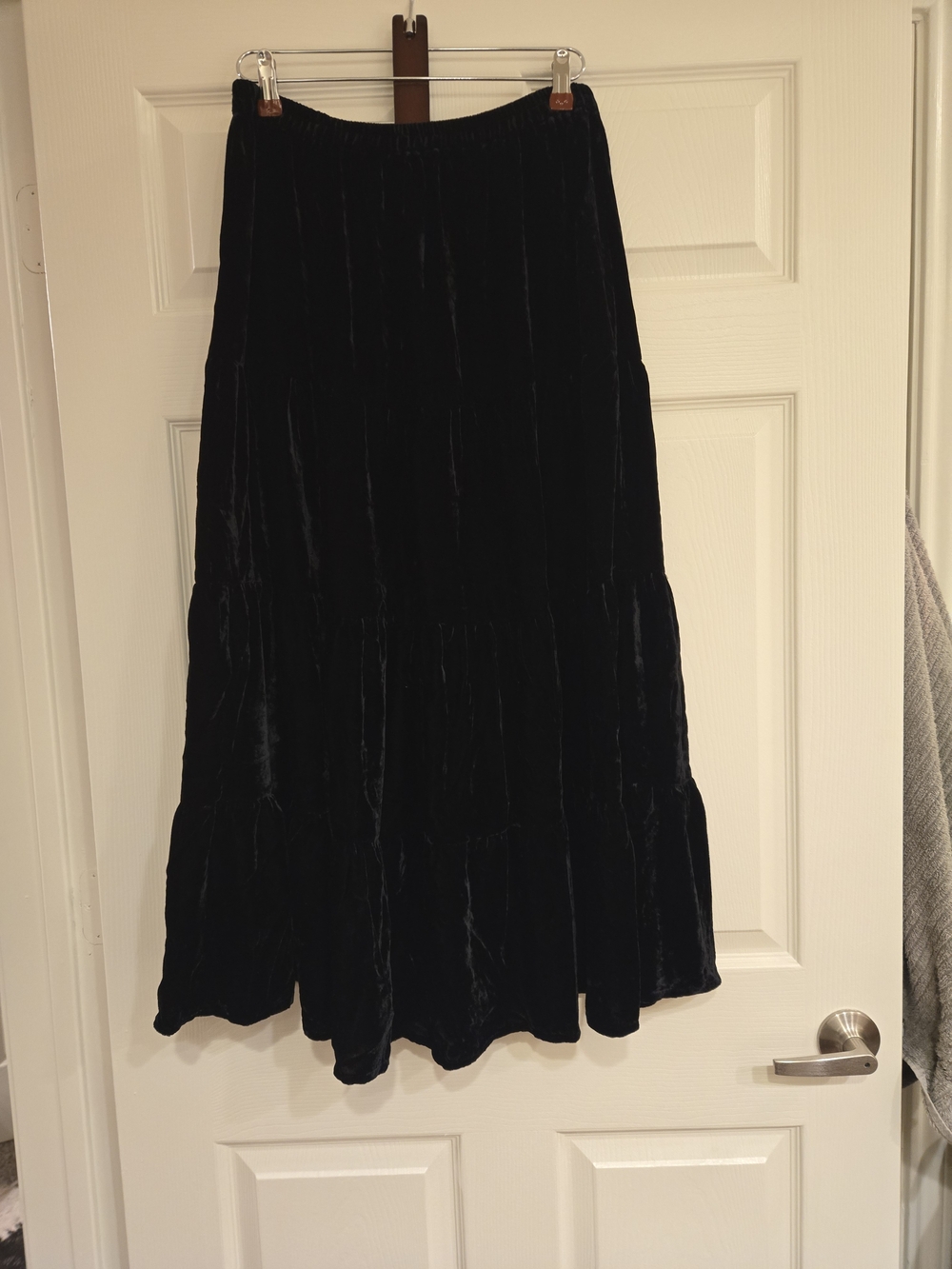White Stag Black Velvet Tiered Maxi Skirt